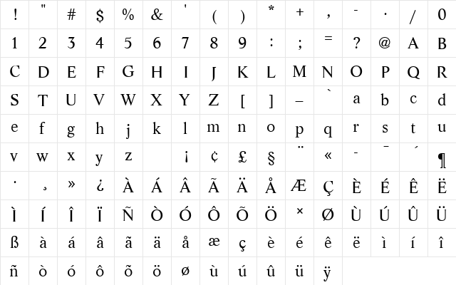 LifeTRegRo1 Regular  glyph index