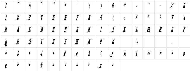 Petrry Joe Regular  glyph index