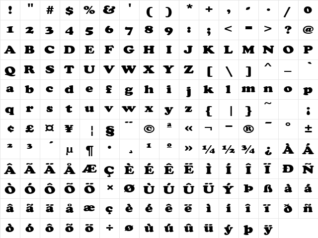 MarshmallowExtended Normal  glyph index