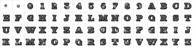 JFHollyBows Regular  glyph index