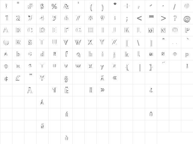 Sitcom 3 Regular  glyph index