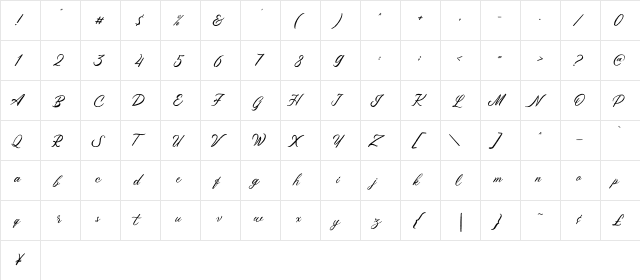Maryatha Demo Regular  glyph index