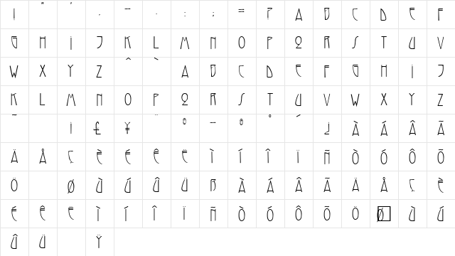 Reynolds Regular  glyph index