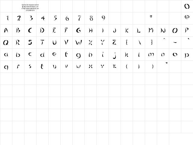 Chinoiseries Tryout Regular  glyph index