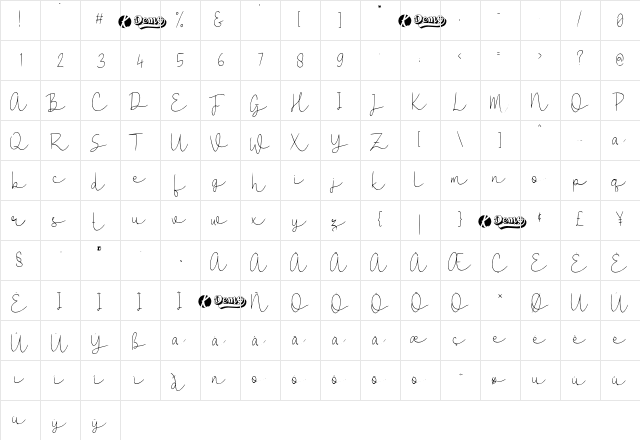 Cannodya Demo  glyph index