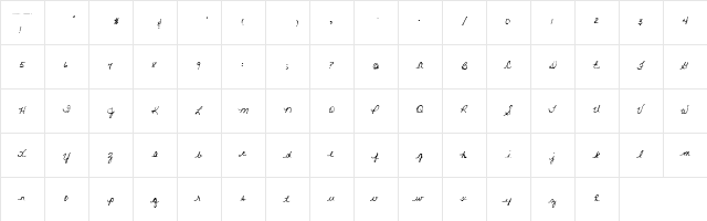 LonewolfScript Regular  glyph index