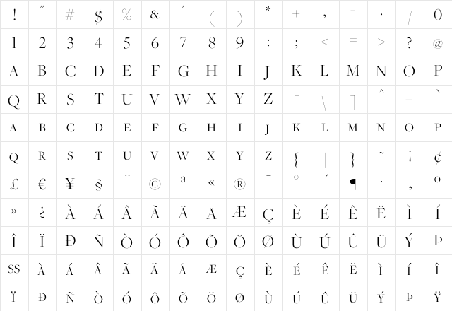 Freight Big Light SC  glyph index
