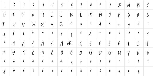 Aisha Blush Regular  glyph index