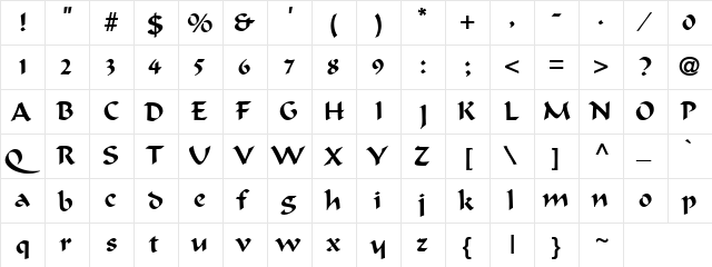 Florida Linet Regular  glyph index