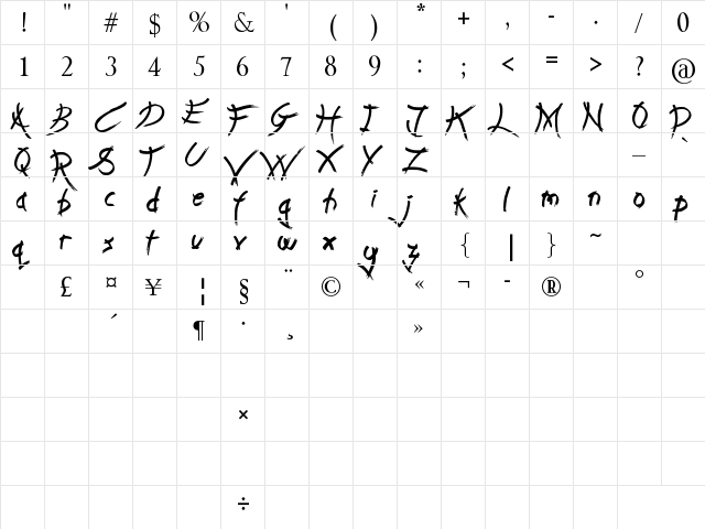 Got Bacon Regular  glyph index