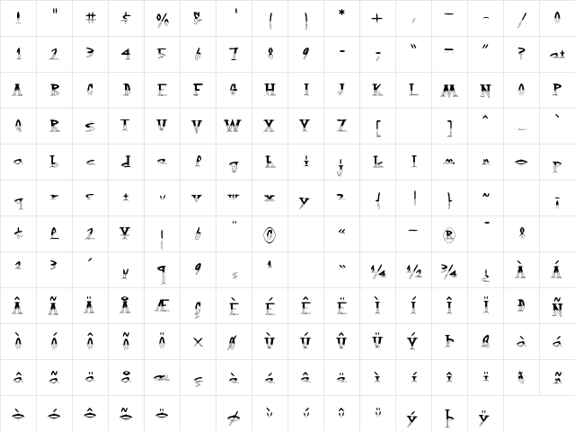 OutwestHalfEmpty Regular  glyph index