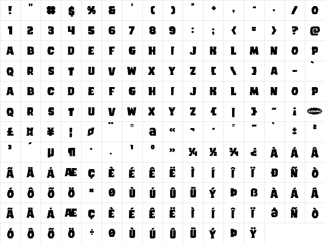 Dusk Demon Expanded Regular  glyph index