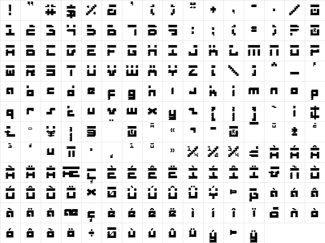 Roid Rage Condensed Condensed  glyph index