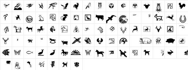 AnimalsP01 Regular  glyph index