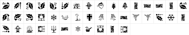 Christmas Ornaments MT Regular  glyph index