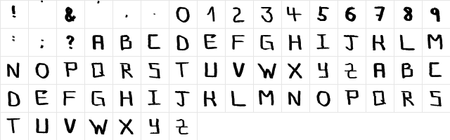 Just Chalking Regular  glyph index