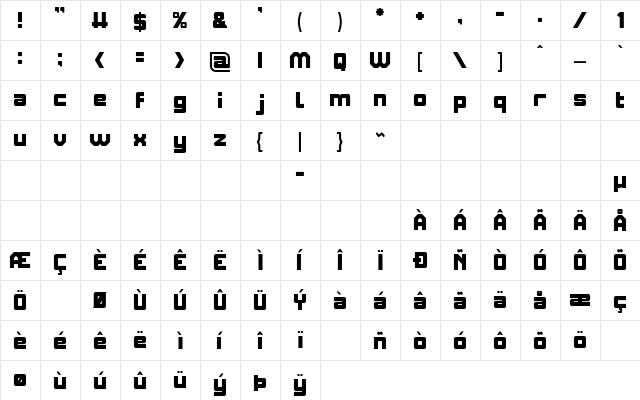 ELITE MIND Regular  glyph index