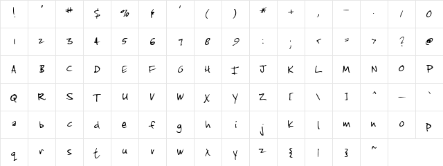 Author Regular  glyph index