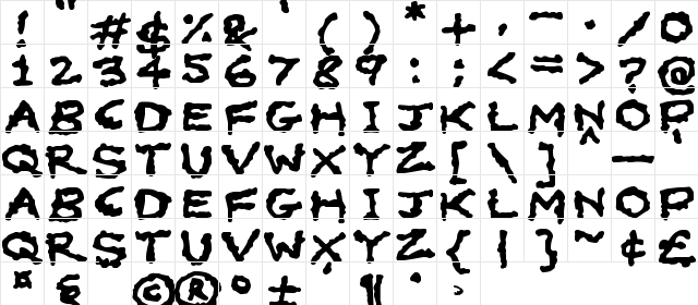 Oilslick Regular  glyph index