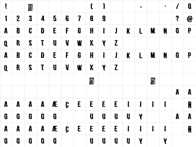 Bad Signal Regular  glyph index