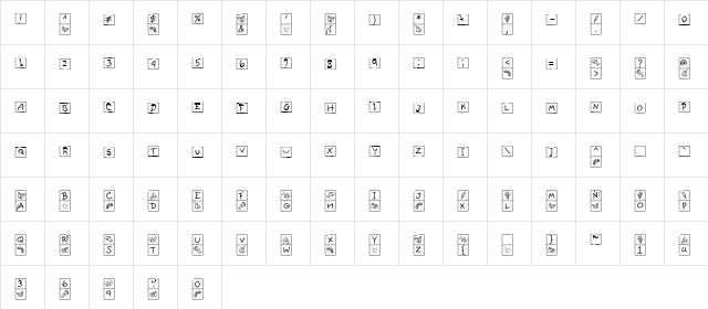 LD Hopscotch Regular  glyph index