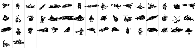 PF Astrobats Regular  glyph index