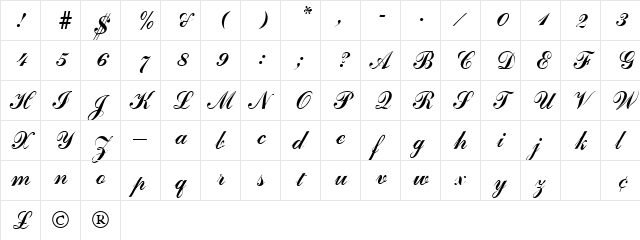 Kulak Normal  glyph index