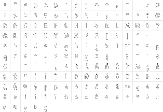 KG Shadow of the Night Regular  glyph index