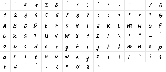 Blankers Regular  glyph index