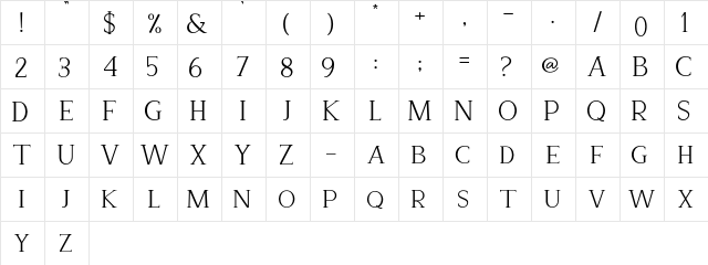 Recoba Regular  glyph index