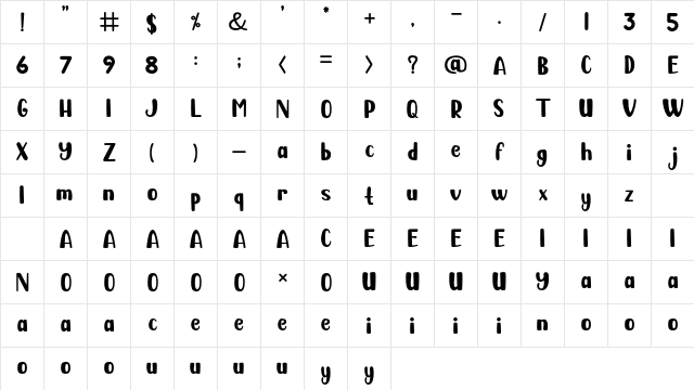 Karambit Show Regular  glyph index