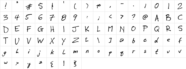 Winkie Regular  glyph index