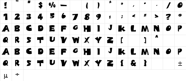 Blades Regular  glyph index