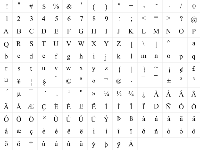 Ekushey Godhuli Normal  glyph index