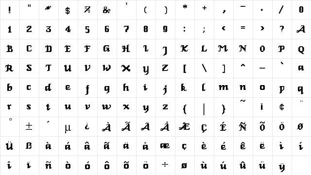 Genoa-Roman Regular  glyph index