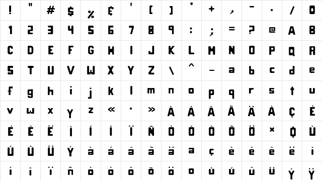 Spud Regular  glyph index