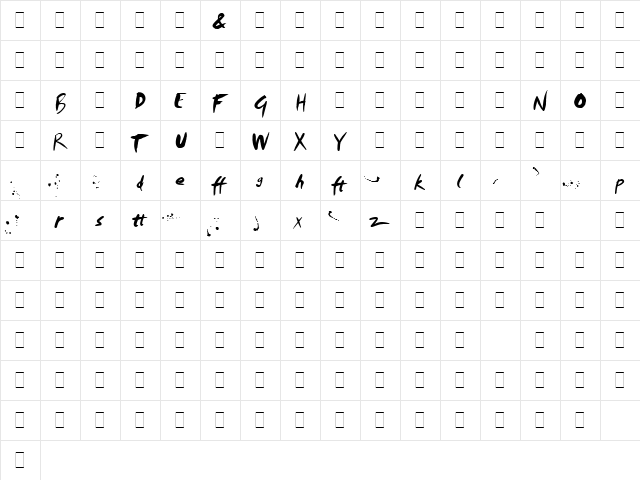 Smudger Alts LET Plain  glyph index