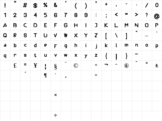 HIMENZ Bold  glyph index