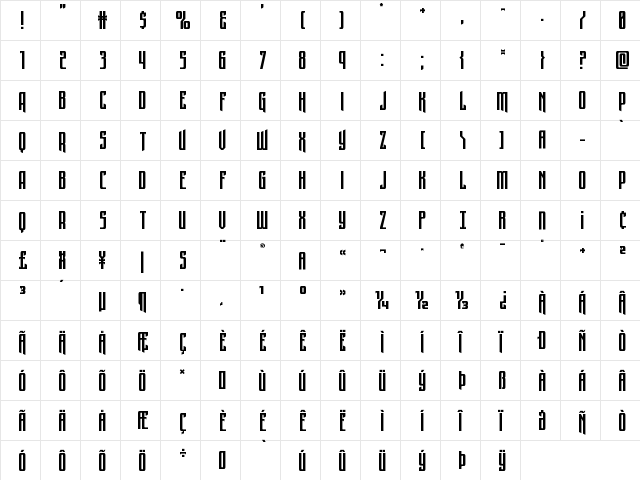 Night Traveler Title Regular  glyph index