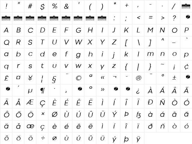 Codec Cold News Italic  glyph index