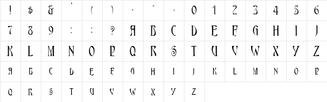 Kudzu Normal  glyph index