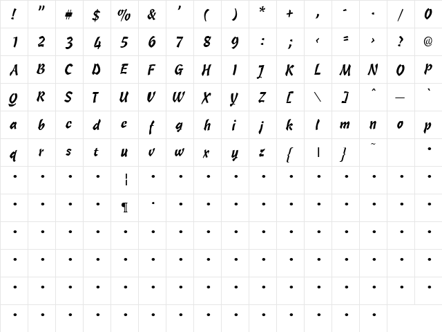 QTCascadetype Regular  glyph index