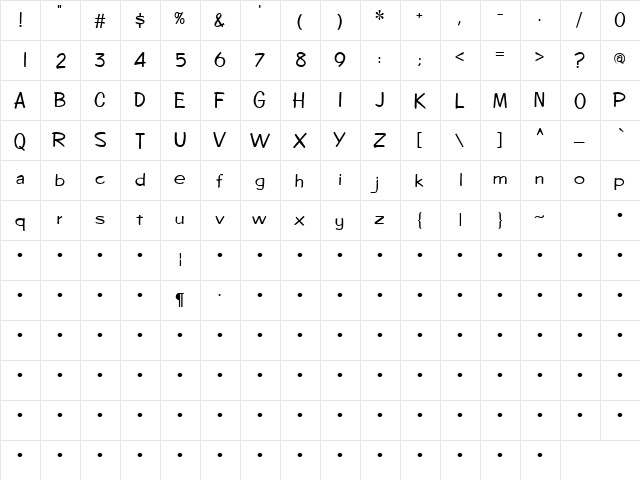 QTSanDiego Regular  glyph index