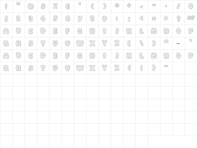LD Quilt Regular  glyph index