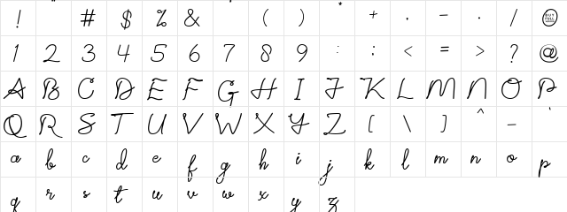 Hello I'm Coming-FREE Regular  glyph index