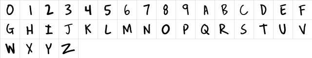 boREVEREND JOSH HRegularYep  glyph index