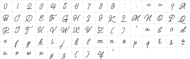 Nagata Regular  glyph index