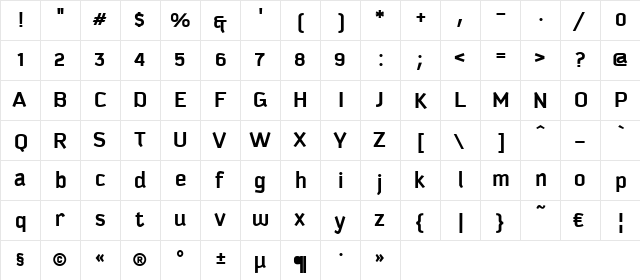 Kautiva Cyrillic Bold Regular  glyph index