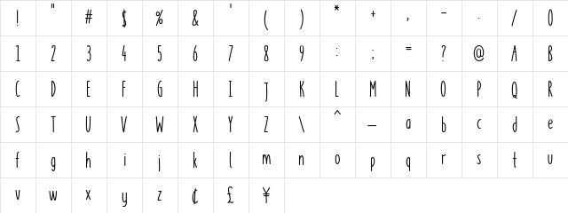 KEY LIME Demo Regular  glyph index