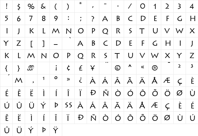 Austere SSi Regular  glyph index